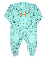Macacao Bebe Menino Plush Estampado com Bordados Aplicados de Alce