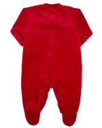 Macacao Bebe Menino Plush Liso e Listrado com Bordados Aplicados de Coelhinhos