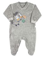 Macacao Bebe Menino Plush com Bordados Aplicados de Monstrinho