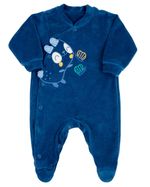 Macacao Bebe Menino Plush com Bordados Aplicados de Monstrinho