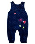 Macacao Salopete Bebe Menina Plush Estampado com Body Suedine Bordados Aplicados de Flores