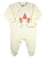 Macacao Bebe Menina Plush Estampado Poá com Bordados Aplicados de Unicórnio
