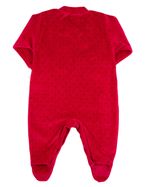 Macacao Bebe Menina Plush Estampado Poá com Bordados Aplicados de Unicórnio