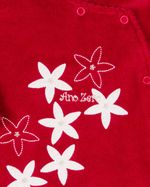 Macacao Bebe Menina Plush Bordado com Aplicações de Flores