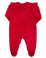 Macacao Bebe Menina Plush Bordado com Aplicações de Flores