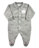 Macacao Bebe Menina Plush Bordado de Ursinha com Lacinhos