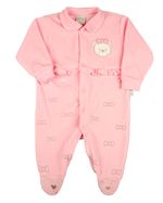 Macacao Bebe Menina Plush Bordado de Ursinha com Lacinhos