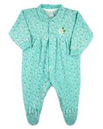 Macacao Bebe Menina Plush Estampado Floral Bordado de Flor