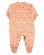 Macacao Bebe Menina Plush Estampado Floral Bordado de Flor
