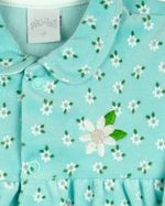 Macacao Bebe Menina Plush Estampado Floral Bordado de Flor