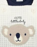 Macacao Bebe Menino Salopete Plush Trabalhado Muffin Body Suedine Bordado Coala