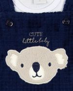 Macacao Bebe Menino Salopete Plush Trabalhado Muffin Body Suedine Bordado Coala