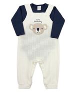 Macacao Bebe Menino Salopete Plush Trabalhado Muffin Body Suedine Bordado Coala