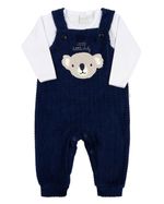 Macacao Bebe Menino Salopete Plush Trabalhado Muffin Body Suedine Bordado Coala