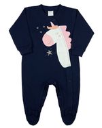 Macacao Bebe Menina Malha Piquet Silk Pônei