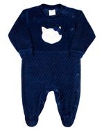 Macacao Bebe Menina Plush Liso e Trabalhado Bordado Gatinha