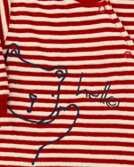 Macacao Bebe Plush Listrado Menino Bordado Ursinho Hello!