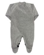 Macacao Bebe Menino Plush Mescla e Listrado Bordado Ursinho