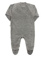 Macacao Bebe Menino Plush Mescla e Listrado Bordado Ursinho