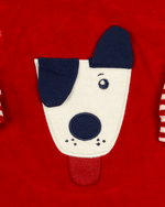 Macacao Bebe Menino Plush Liso e Listrado Bordado Cachorro