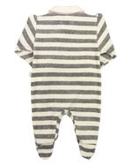 Macacao Bebe Menina Plush Listrado Bordado Coelhinho