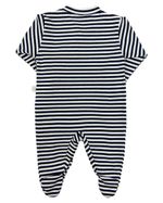 Macacao Bebe Menino Cotton Listrado Bordado Mosnstrinhos