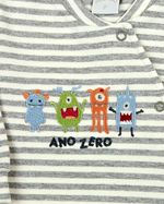 Macacao Bebe Menino Cotton Listrado Bordado Mosnstrinhos
