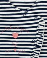 Macacao Bebe Menina Cotton Listrado Bordado Tulipa