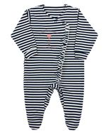 Macacao Bebe Menina Cotton Listrado Bordado Tulipa