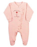 Macacao Bebe Menina Cotton Listrado Bordado Tulipa