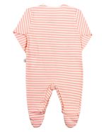 Macacao Bebe Menina Cotton Listrado Bordado Tulipa