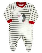 Macacao Bebe Menino Plush Listrado Bordado Marmota