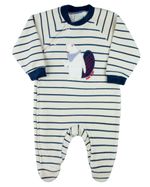 Macacao Bebe Menino Plush Listrado Bordado Marmota