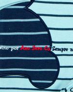 Macacao Bebe Longo Menino Suedine Listrado com Bordado Aplicados de Urso