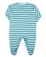 Macacao Bebe Longo Menino Suedine Listrado com Bordado Aplicados de Urso