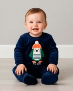 Macacão Bebê Plush Pinguim com Patinhas