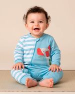 Macacão Bebê Menino Comprido Suedine Algodão Listrado Girafa