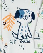 Macacão Bebê Menino Suedine Estampado Algodão Manga Longa Comprido Bordado Cachorrinho