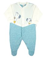 Macacao Bebe Longo Menino Suedine Estampado Bordados Aplicados Girafas