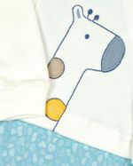 Macacao Bebe Longo Menino Suedine Estampado Bordados Aplicados Girafas