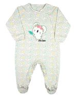 Macacao Bebe Longo Menina Suedine Estampado Bordados Aplicados Ursinha Coala