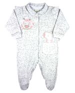 Macacao Bebe Longo Menina Suedine Estampado Bordados Aplicados Zebrinha