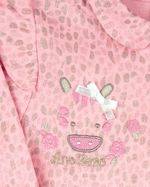 Macacao Bebe Longo Menina Suedine Estampado Bordados Aplicados Zebrinha
