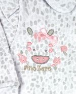 Macacao Bebe Longo Menina Suedine Estampado Bordados Aplicados Zebrinha