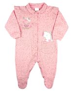 Macacao Bebe Longo Menina Suedine Estampado Bordados Aplicados Zebrinha