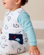 Macacão Bebê Menino Comprido Suedine Algodão Estampado Polvos