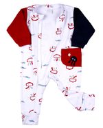 Macacão Bebê Menino Comprido Suedine Algodão Estampado Polvos