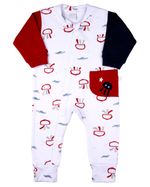 Macacão Bebê Menino Comprido Suedine Algodão Estampado Polvos