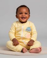 Macacão Bebê Menina Comprido Suedine Algodão Estampado Patinha