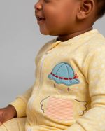 Macacão Bebê Menina Comprido Suedine Algodão Estampado Patinha